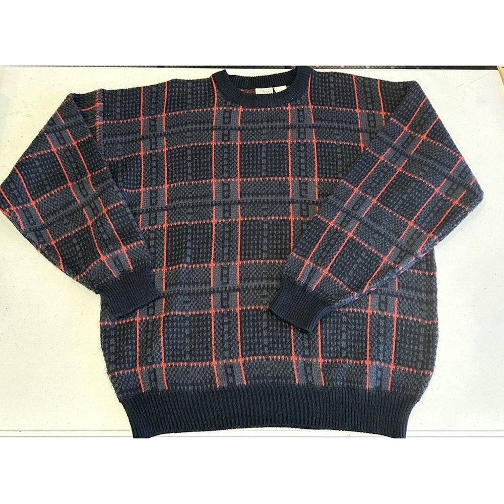 Vintage Men's Size Large Ash Creek Trading Multicolor Geometric Knit Sweater
